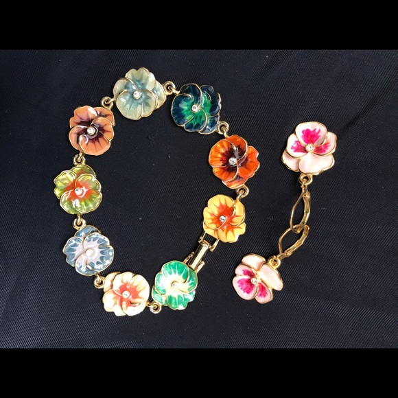 Joan Rivers Jewelry - Joan Rivers enameled pansy bracelet & earrings